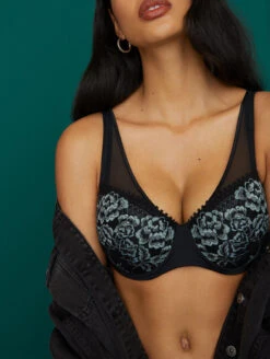 PrimaDonna Twist Rose Sauvage Balcony Bra 9 PrimaDonna Twist Rose Sauvage Balcony Bra -Chantelle Sales Store 0242082RoseSauvagePaddedBalconyBraBlackBlueFrontLifestyle