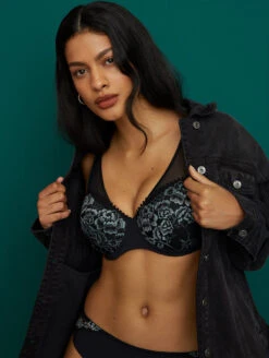 PrimaDonna Twist Rose Sauvage Balcony Bra 8 PrimaDonna Twist Rose Sauvage Balcony Bra -Chantelle Sales Store 0242082RoseSauvagePaddedBalconyBraBlackBlueFrontLifestyle2