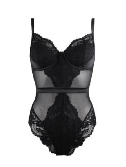 Pour Moi Satin Luxe Underwire Bodysuit 14 Pour Moi Satin Luxe Underwire Bodysuit -Chantelle Sales Store 11805SatinLuxeandLaceUWBodysuitBlackFrontEdited