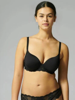 Simone Perele Reve Spacer Plunge Bra 5 Simone Perele Reve Spacer Plunge Bra -Chantelle Sales Store 12Z316SpacerPlungeBraBlackFrontEdited