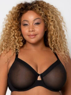 Curvy Couture Sheer Mesh Bra 8 Curvy Couture Sheer Mesh Bra -Chantelle Sales Store 1311BlackSheerfront