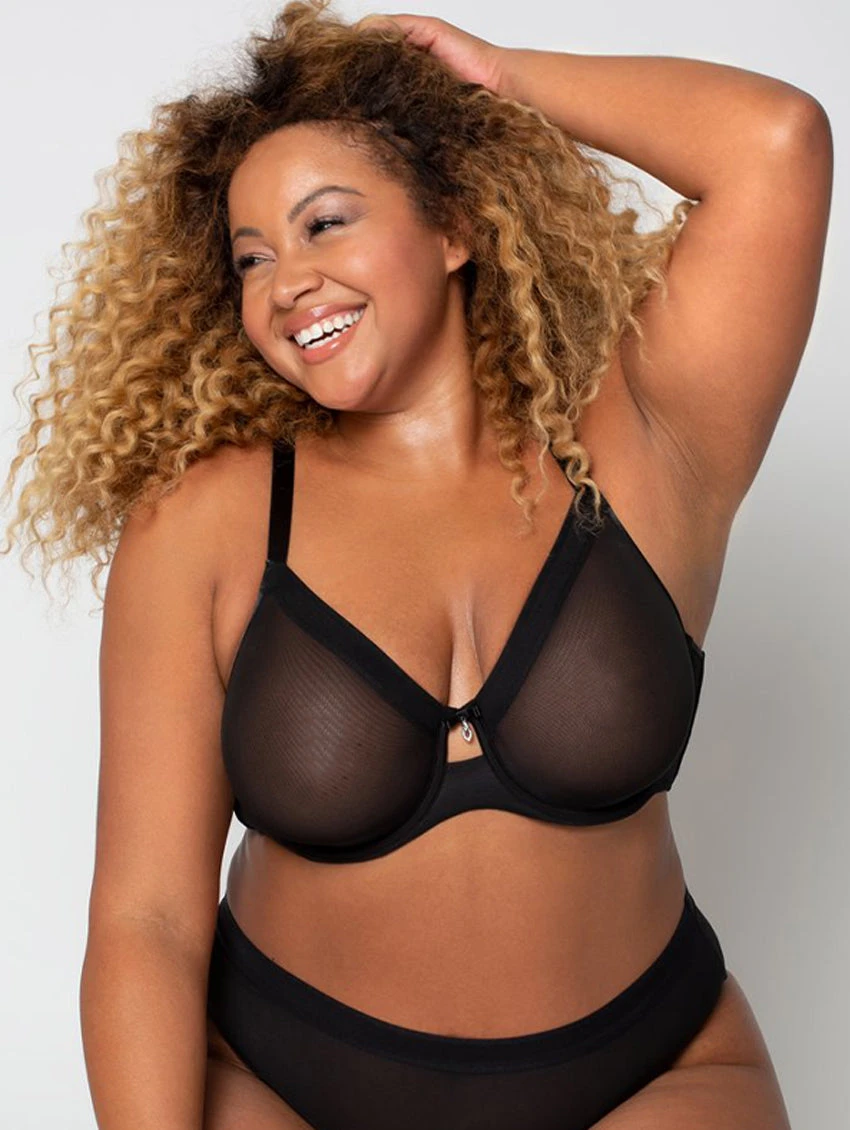 Curvy Couture Sheer Mesh Bra 1 Curvy Couture Sheer Mesh Bra