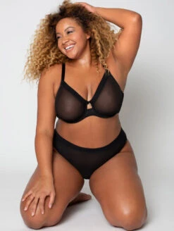 Curvy Couture Sheer Mesh Bra 9 Curvy Couture Sheer Mesh Bra -Chantelle Sales Store 1311BlackSheerfrontfullbody