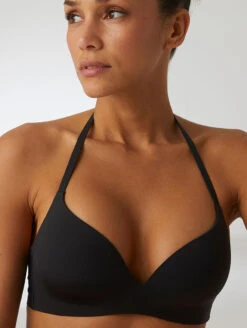 Simone Perele Non Wire Bralette 9 Simone Perele Non Wire Bralette -Chantelle Sales Store 13V253SimonePereleNonWireBraletteBlackFrontHalterNeck