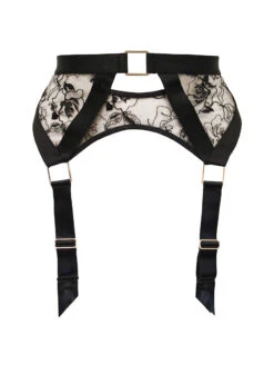 Pour Moi India Embroidery Garter Belt 10 Pour Moi India Embroidery Garter Belt -Chantelle Sales Store 20340PourMoiIndiaGarterBeltBlackCosmeticFrontEditedCutOut