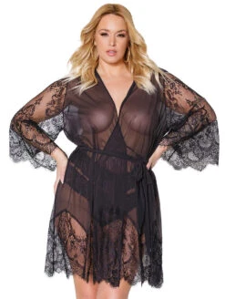 Coquette Lace Short Robe 9 Coquette Lace Short Robe -Chantelle Sales Store 22309XLaceShortRobeFrontPlus