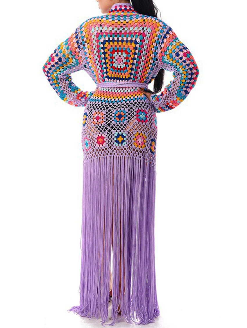 Long Sleeve Crochet Fringe Robe 4 Long Sleeve Crochet Fringe Robe - Image 4