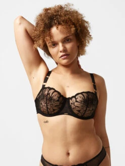 Chantelle Fleurs Demi Bra 9 Chantelle Fleurs Demi Bra -Chantelle Sales Store ChantelleFleursDemiBraBlack12M5Front