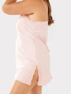 Chelsea Peers Satin Lace Slip 5 Chelsea Peers Satin Lace Slip -Chantelle Sales Store ChelseaPeersSatinLaceTrimV NeckSlipDressCW2077RPLN03BlushSide