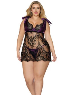 Dreamgirl Lace & Satin Chemise 6 Dreamgirl Lace & Satin Chemise -Chantelle Sales Store DreamgirlLaceandSatinChemise12692 X FrontPlus