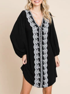 Emerald Hattie V-Neck Lace Dress 10 Emerald Hattie V-Neck Lace Dress -Chantelle Sales Store ETK 8884HattieVNeckLaceDressBlackFrontEdit5