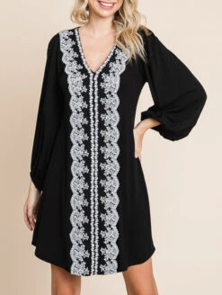 Emerald Hattie V-Neck Lace Dress 11 Emerald Hattie V-Neck Lace Dress -Chantelle Sales Store ETK 8884HattieVNeckLaceDressBlackFrontEdit7