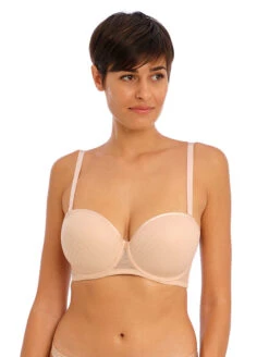 Freya Tailored Moulded Strapless Bra 9 Freya Tailored Moulded Strapless Bra -Chantelle Sales Store FreyaTailoredStraplessBraAA401109LatteNaturalFrontAlt