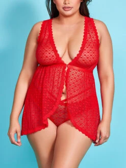 ICollection After Your Heart Babydoll 5 ICollection After Your Heart Babydoll -Chantelle Sales Store iCollectionAfterYourHeartBabydollPlus33031XRedFront